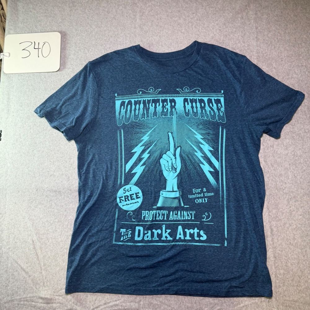 Harry Potter Dark Arts Counter Curse Graphic Tee Blue Heathered Mens Large